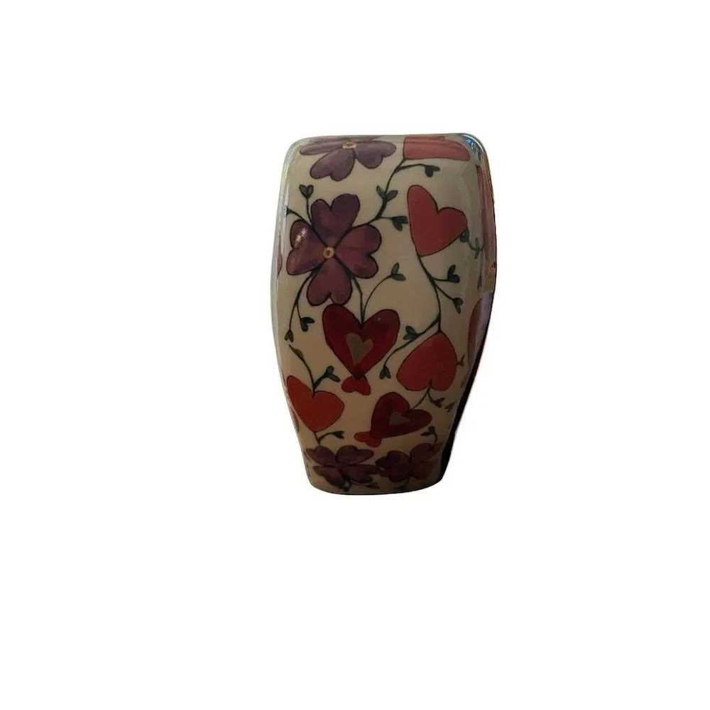 Anthropologie The Mud Fairy Blooming Hearts Stoneware Heart Vase Ivory